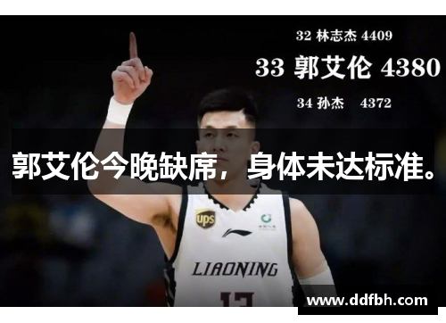 郭艾伦今晚缺席，身体未达标准。